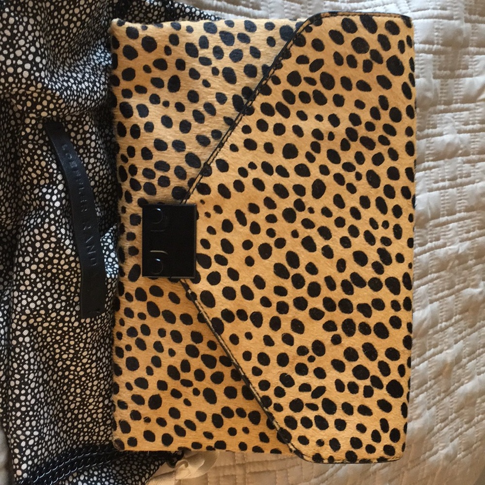 Loeffler Randall leopard hide clutch